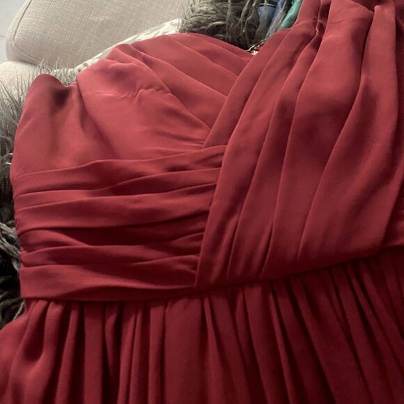 Dessy Collection Sleeveless Draped Chiffon Maxi Dress Size 4R  Burgundy - Picture 6 of 7